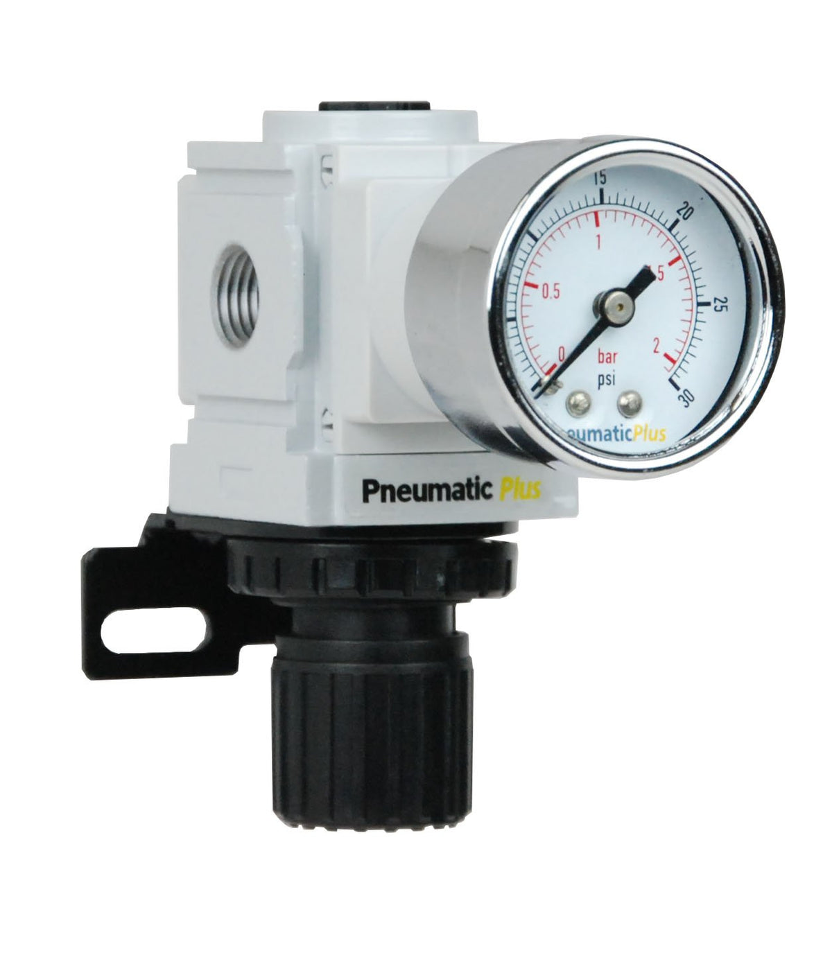PneumaticPlus PPR2-N02BG-2 Miniature Air Pressure Regulator 1/4in NPT – Gauge, Bracket, 3-30 PSI