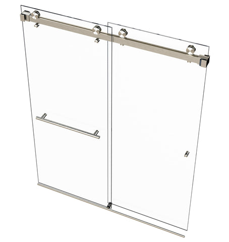 Eurotech Showers VITRA-200 Frameless Shower Door - 56.5-59W x 78H, Brushed Nickel