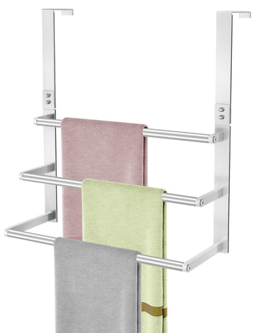 VOTZAAQ 16-Inch Over The Door Towel Rack — Stainless Steel, 3-Tier, Brushed Nickel