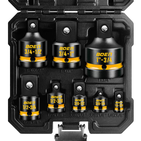BOEN 8-Piece Impact Socket Adapter & Reducer Set — 1/4 to 1