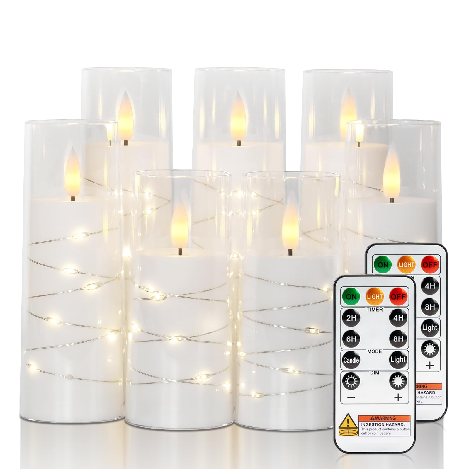 Raycare flameless candle with embedded star string adds cozy ambiance to home décor