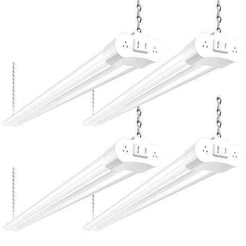Hykolity 4-Pack LED Shop Lights 4FT – 60W (350W Eq), 6500 Lumens, 5000K Daylight, Linkable & Plug‑and‑Play