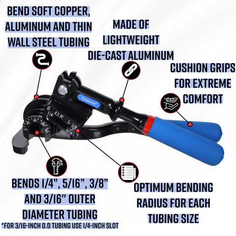 Imperial Tool 470FH Triple Head 180 Degree Tube Bender with Roto-Lok Indexing Handle, 3/16, 1/4, 5/16 & 3/8 in