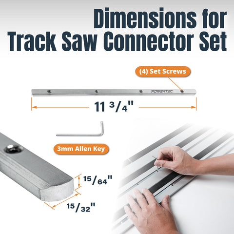POWERTEC 71358 Track Saw Guide Rail Connector Set – 2-Pack for Festool, Makita, DeWalt, Triton