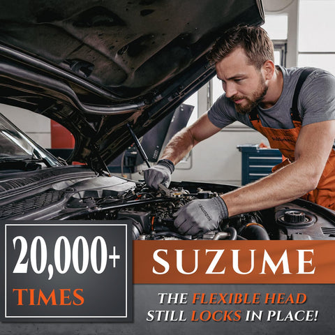 SUZUME 24-Piece Metric & SAE Flex-Head Ratcheting Wrench Set | 72-Tooth Cr-V Steel