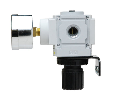 PneumaticPlus PPR2-N02BG-2 Miniature Air Pressure Regulator 1/4in NPT – Gauge, Bracket, 3-30 PSI