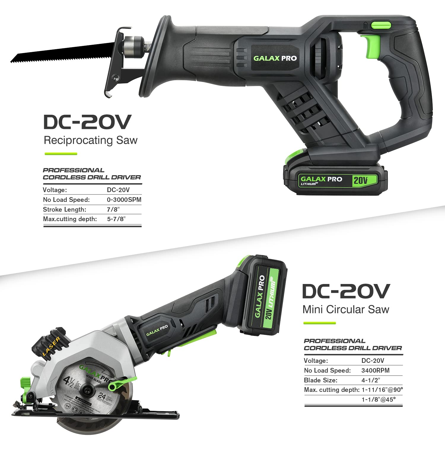 Galax Pro reciprocating saw with adjustable speed