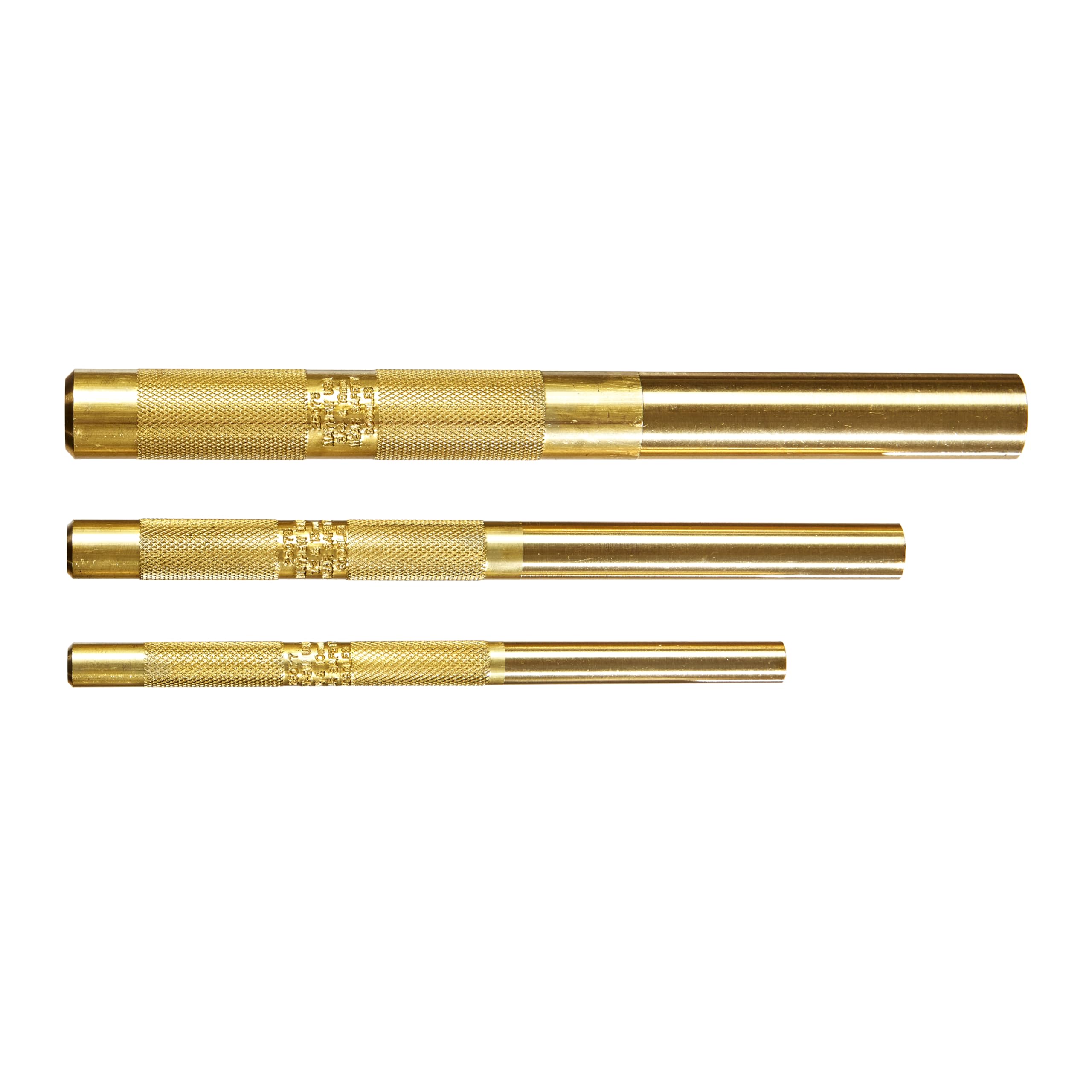Mayhew brass drift punch 3pc tray side view highlights non-sparking safety for assembly tasks.