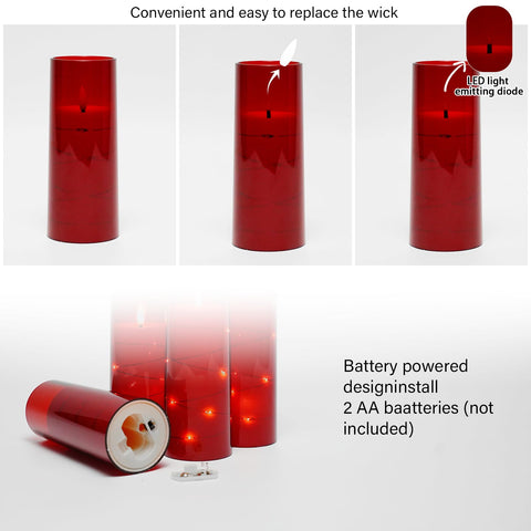 Kakoya Flameless LED Candles with Timer – 5-Piece Red Set