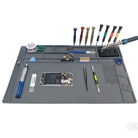 FLYQUEE Large Silicone Soldering Mat 21.6 x 13.8 in — Heat Resistant 932°F, Anti-Static Magnetic Workbench Pad