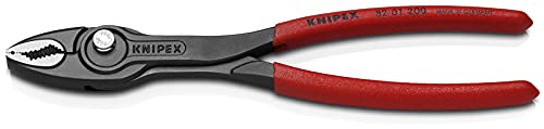 KNIPEX TwinGrip 8-inch pliers side jaw with opposing teeth for maximum force.