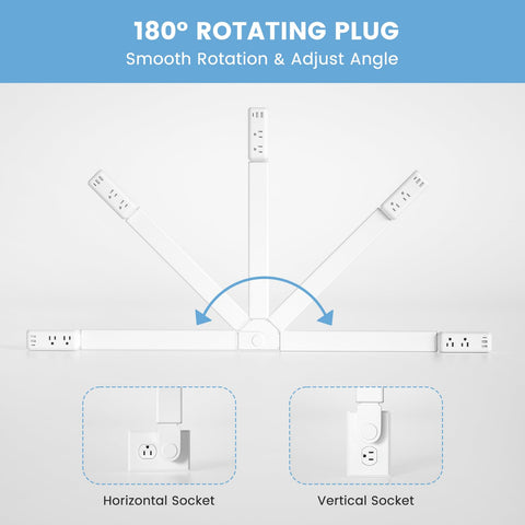 TECHY Outlet Extender Stick with USB-C, USB-A, 2 AC Outlets – 23-34 Inches Extendable