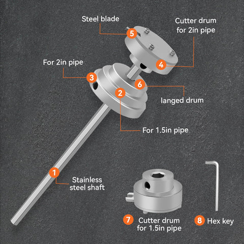 CenfeiTooL Inside Pipe Cutter for PVC Pipes – 1-1/2 inch & 2 inch Pipes, 7 inch Depth, Aluminum Alloy Body