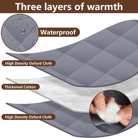 Nkiy Quen 3-Layer Winter Window Cover - 63 x 39 in Gray Oxford Insulated Blanket