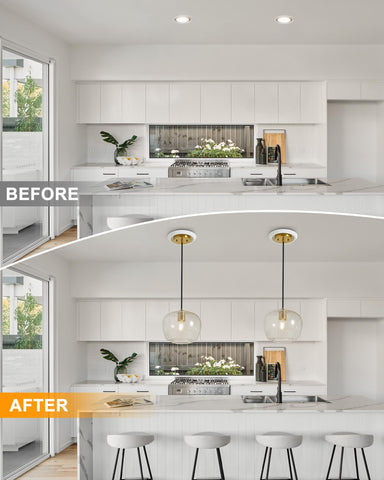 Luvkczc Recessed Can Light Conversion Kit for 5" and 6" Ceiling Fixtures - Pendant/Hanging Light Upgrade, Includes E26 Socket, Mounting Bracket, Round Ceiling Plate（White）