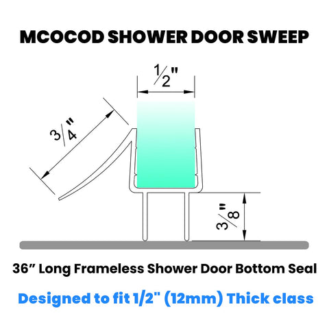 MCOCOD 36-inch Shower Door Bottom Seal Strip for 1/2