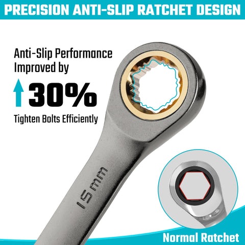 Duratech 22-Piece Anti-Slip Ratcheting Wrench Set – Metric & SAE, 1/4–3/4 in & 6–18 mm, Pouch
