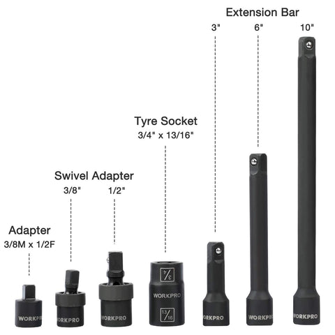 WORKPRO 55-Piece 1/2-Inch Drive Impact Socket Set with Extension Bars – Cr-V Steel