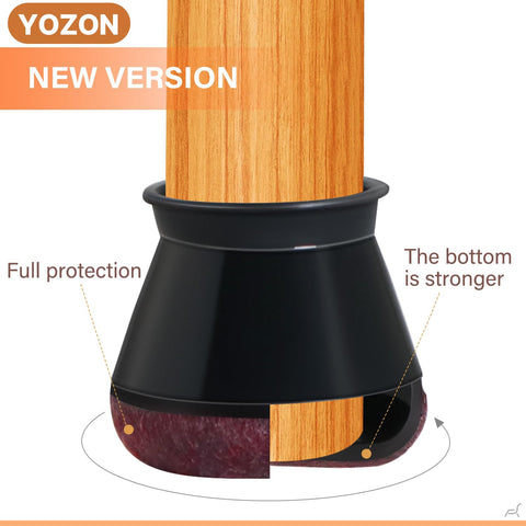 YOZON Chair Leg Protectors for Hardwood Floors – 16 Pack, Cup Felt Bottom, 3/4 to 1-3/16 inch