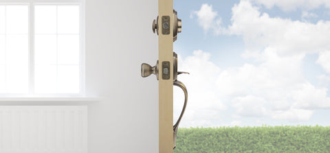 Kwikset Belleview Front Door Lock Set with SmartKey Security – Antique Brass