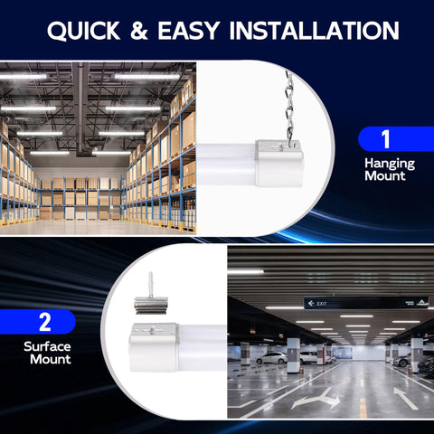 Hykolity 4-Pack LED Shop Lights 4FT – 60W (350W Eq), 6500 Lumens, 5000K Daylight, Linkable & Plug‑and‑Play