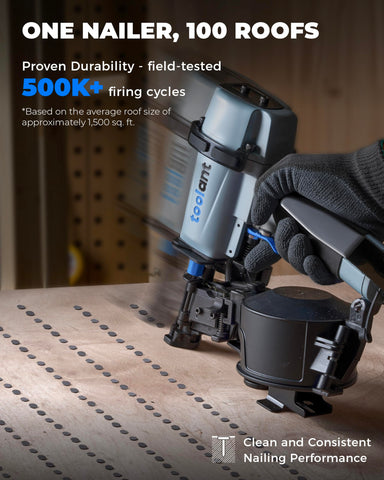 Toolant Roofing Nailer — Pneumatic Nail Gun for 3/4 to 1-3/4 inch Nails, 120 Coil, 70–120 PSI, 15 Degree, Lightweight & Durable
