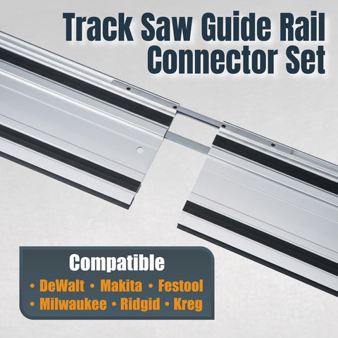 POWERTEC 71358 Track Saw Guide Rail Connector Set – 2-Pack for Festool, Makita, DeWalt, Triton