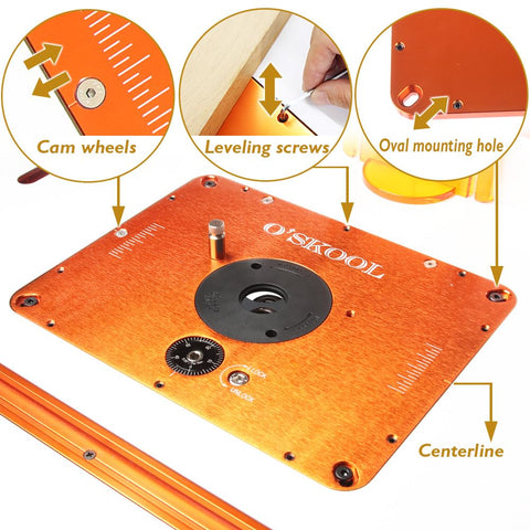 O'SKOOL height adjust screw offers precise depth control for repeatable cuts.