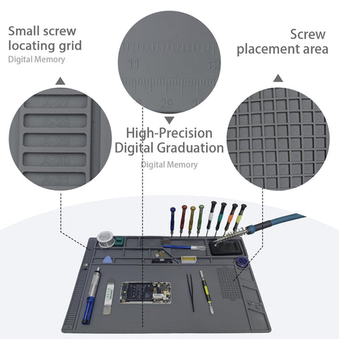 FLYQUEE Large Silicone Soldering Mat 21.6 x 13.8 in — Heat Resistant 932°F, Anti-Static Magnetic Workbench Pad