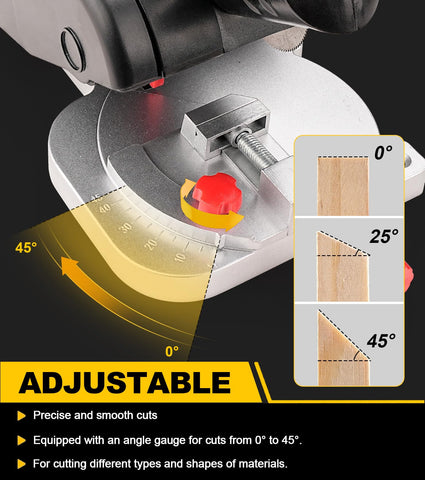 Sbestily mini miter cut-off saw blade close-up showcases durable cutting blade