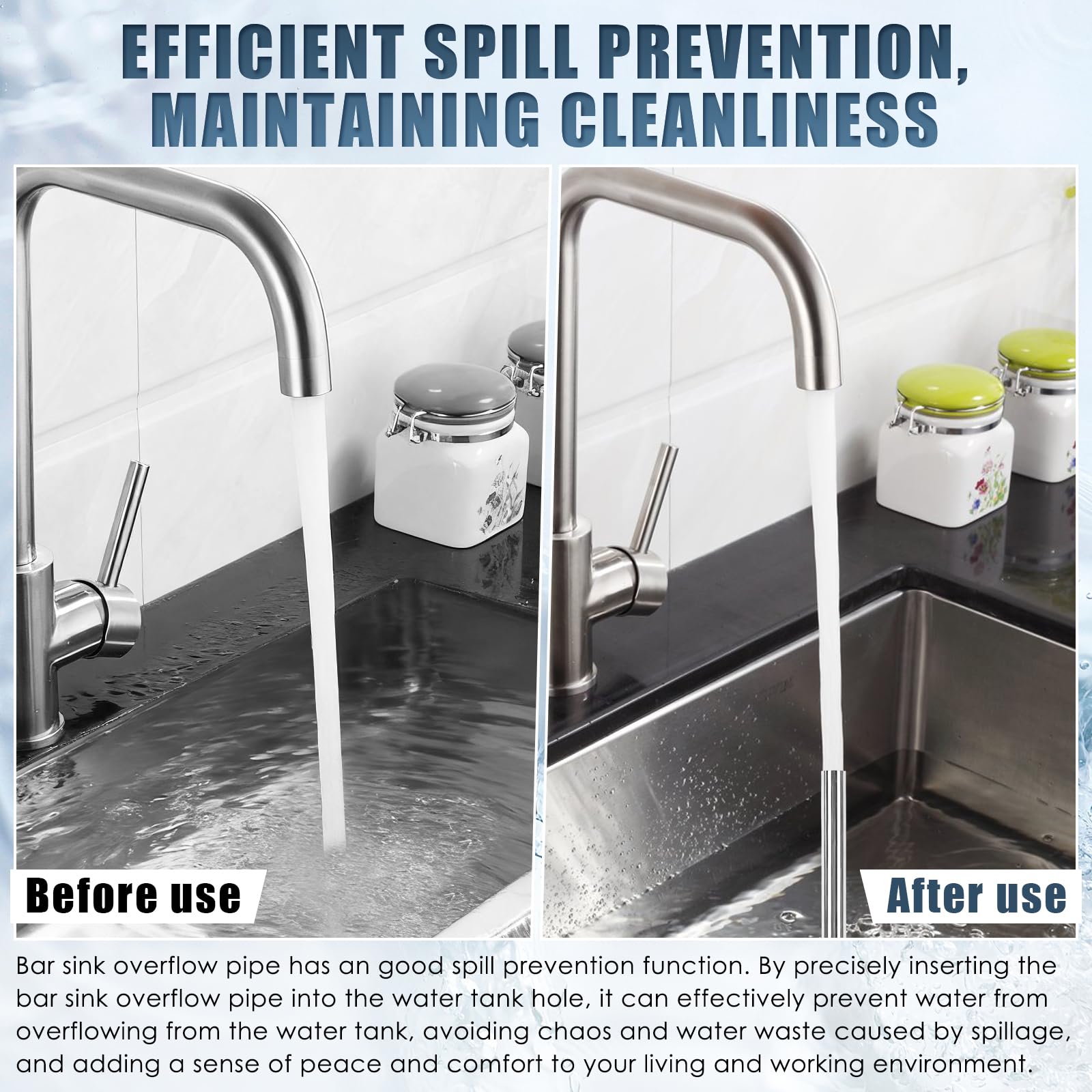 GIMANFT Universa overflow pipe with durable stainless steel and rubber components for longevity.