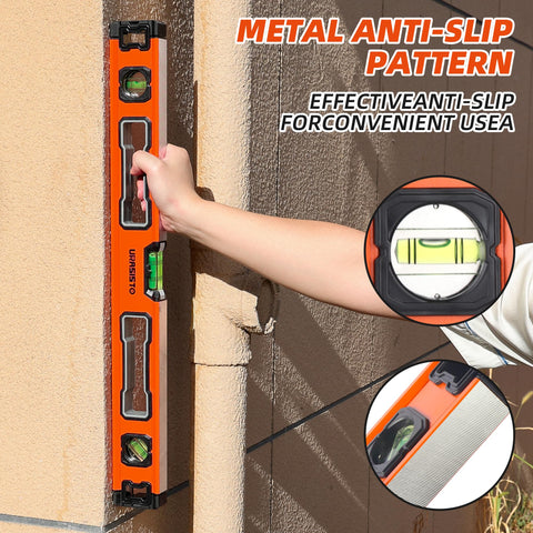 URASISTO 5-Piece Spirit Level Set, 10", 16", 24", 32", 48" Level Set with Magnetic Torpedo Level, 45°/90°/180°Bubbles Measuring, Aluminium Alloy Levels with Carrying Bag