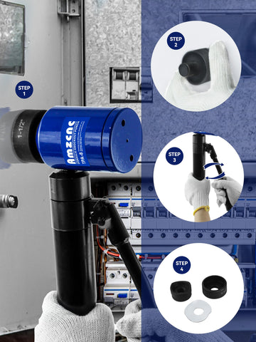 AMZCNC Hydraulic Knockout Hole Punch Driver Kit – 8 Ton, 1/2-inch to 2-inch Conduit Hole Cutter Set