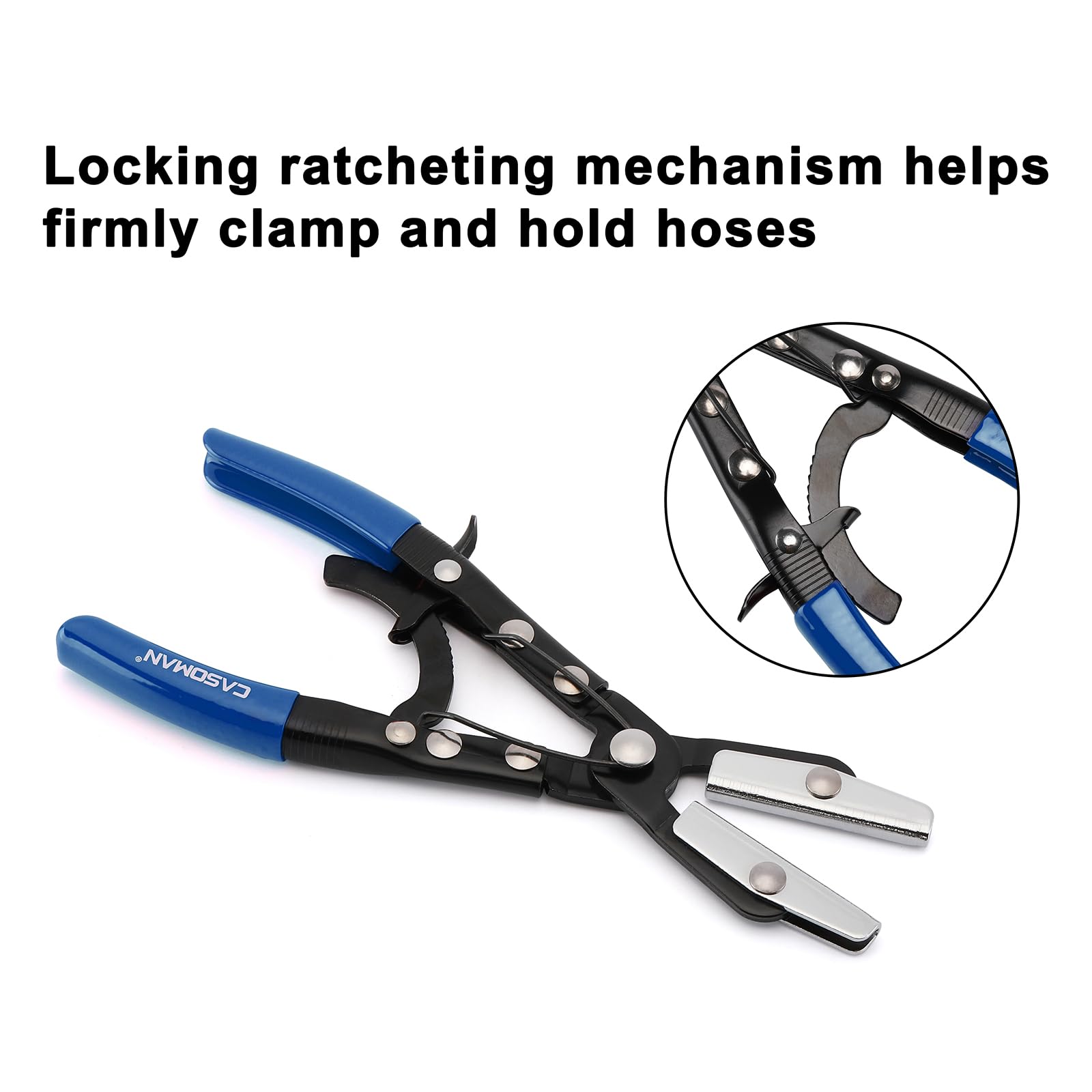 Casoman ratcheting jaws highlight locking mechanism for secure shut-off