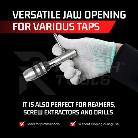 RAHISH TOOLS 3-Piece T-Handle Tap Wrench Set | Precise Jaws & Knurled Cap – Made in India
