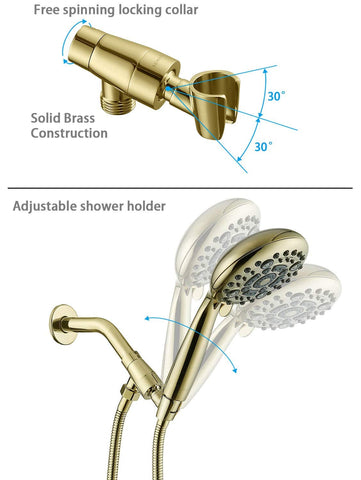 G-Promise Handheld Shower Head – High Pressure, 6 Spray Settings, 4.9-Inch Face, 70–75-Inch Hose