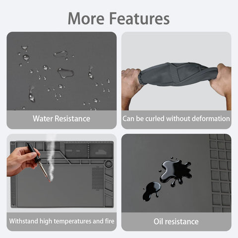 FLYQUEE Large Silicone Soldering Mat 21.6 x 13.8 in — Heat Resistant 932°F, Anti-Static Magnetic Workbench Pad