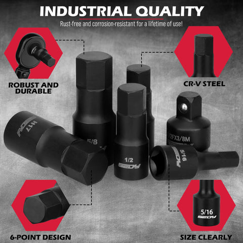 SEDY Hex Bit Impact Socket Set 36-Piece – 1/4-inch, 3/8-inch, 1/2-inch Drives, SAE & Metric, Heavy-Duty Case