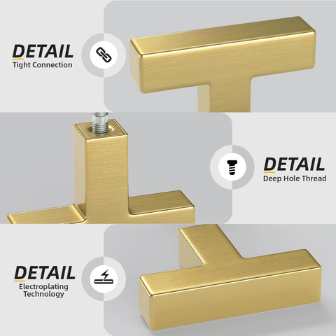 Goldenwarm 10 Pack Brushed Brass Cabinet Knobs LSJ12GD – Single Hole, 2in Gold Kitchen Drawer Pulls