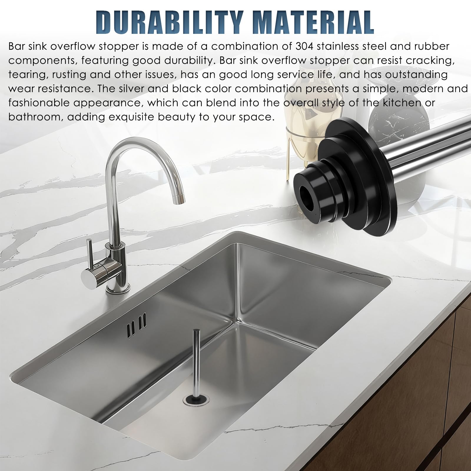 GIMANFT Universa overflow pipe with modern silver-black finish for contemporary spaces.