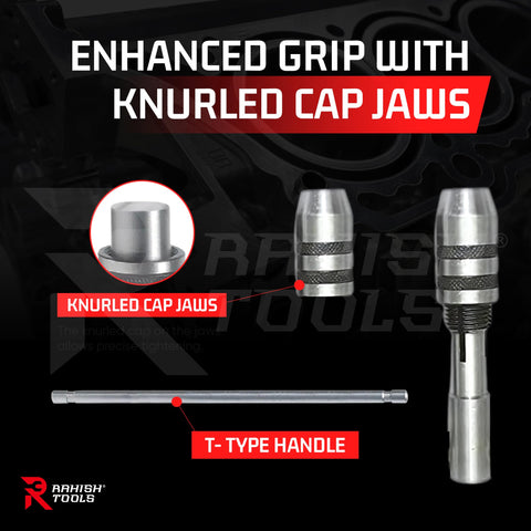 RAHISH TOOLS 3-Piece T-Handle Tap Wrench Set | Precise Jaws & Knurled Cap – Made in India