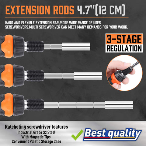 Amartisan 18-in-1 Screwdriver Set (Orange, 34-Piece Multi-bit Screwdriver Set)