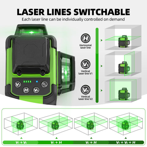 Huepar 360° Laser Level Kit with Tall Tripod — Self-Leveling, Rechargeable, Outdoor Pulse Mode