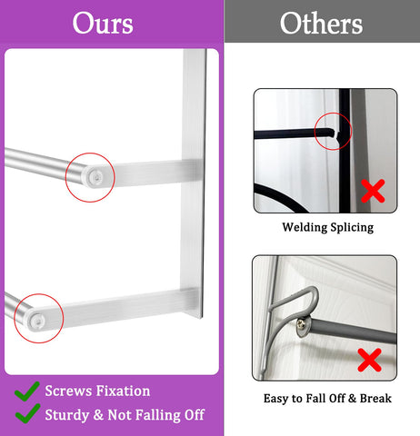 VOTZAAQ 16-Inch Over The Door Towel Rack — Stainless Steel, 3-Tier, Brushed Nickel