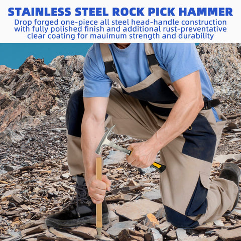 ARTKUNST 17PCS Geology Rock Hammer Kit – 32oz Hammer & 3 Chisels for Field Prospecting