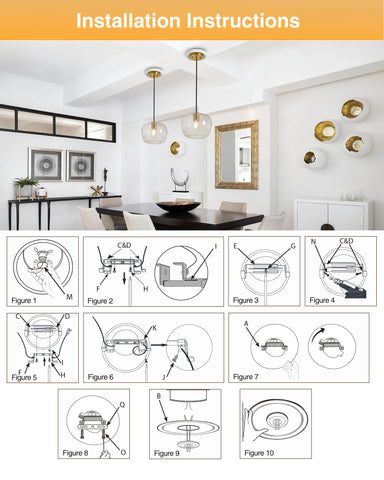 Luvkczc Recessed Can Light Conversion Kit for 5" and 6" Ceiling Fixtures - Pendant/Hanging Light Upgrade, Includes E26 Socket, Mounting Bracket, Round Ceiling Plate（White）