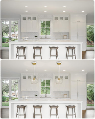 Luvkczc Recessed Can Light Conversion Kit for 5" and 6" Ceiling Fixtures - Pendant/Hanging Light Upgrade, Includes E26 Socket, Mounting Bracket, Round Ceiling Plate（White）