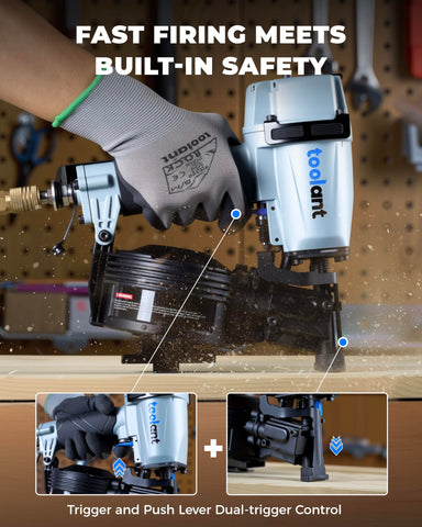 Toolant Roofing Nailer — Pneumatic Nail Gun for 3/4 to 1-3/4 inch Nails, 120 Coil, 70–120 PSI, 15 Degree, Lightweight & Durable