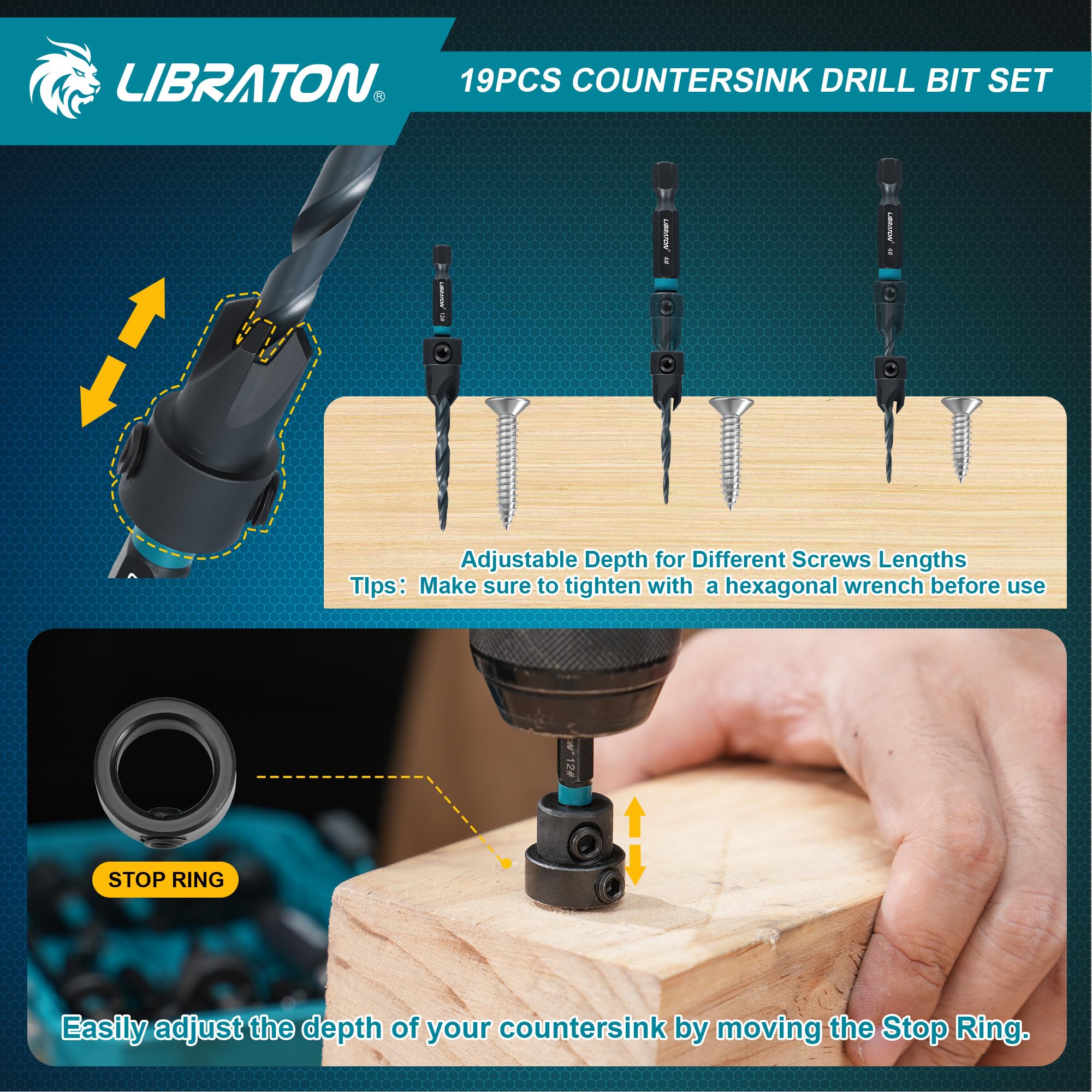 LIBRATON four-edged countersink delivers smooth, fast cutting.