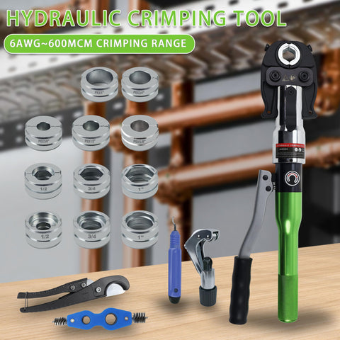 AMZCNC Pipe Press Tool with 1/2, 3/4, 1 Inch Dies – Copper & PEX Crimping Kit